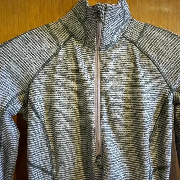 Lululemon Athletica Orange and Gray Fitted Long Sleeve Hoodie - Picture 6 of 8